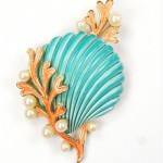 vintage alfred philippe trifari seashell brooch
