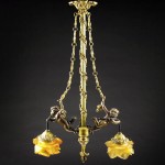 vintage art nouveau bronze cherub chandelier 2