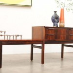 vintage danish modern rosewood entry table bench