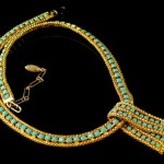 vintage egyptian revival turquoise rhinestone necklace