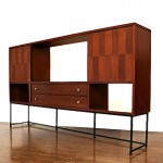 vintage midcentury rosewood and walnut sideboard cabinet