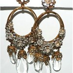vintage miriam haskell rhinestone and crystal drop earrings