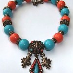 vintage oscar de la renta necklace faux turquoise coral necklace