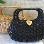 vintage pair molded straw handbags