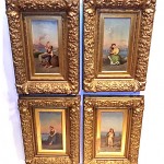 vintage set of four 19th century italian paintings on canvas