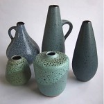 vintage set west german lava pottery vases