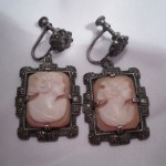 vintage sterling cameo earrings