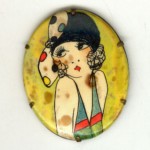 vintage tin flapper pin