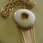 vintage trifari lucite fringe pendant necklace