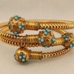 vintage victorian 10k gold and turquoise coil bracelets