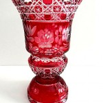 vintage 1950s meissen signed cranberry cut crystal vase