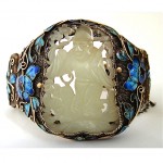 antique chinese jade silver gilt enamel bracelet