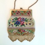 antique micro beaded purse with metal beads