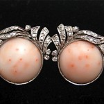 vintage art deco coral diamond earrings