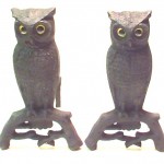 vintage 1921 cast iron owl andirons