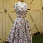 vintage 1940s-50s rockabilly shell print cotton dress