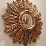 vintage 1950s french wood convex sunburst mirror