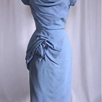 vintage 1950s silk draped cocktail dress