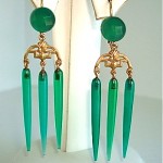 vintage art deco 14k green onyx earrings