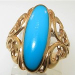 vintage art nouveau natural 14k turquoise ring