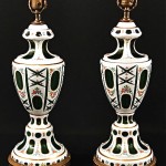 vintage czech handpaintd art glass lamps