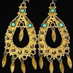 vintage handcrafted filigree brass chandelier earrings