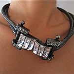 vintage lanvin gunmetal jeweled necklace