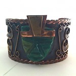 vintage mexican copper brass face cuff bracelet