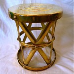 vintage midcentury brass x-base stool
