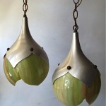 vintage midcentury glass tupil hanging lamps