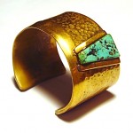 vintage modernist hand wrought turquois bracelet