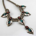vintage navajo sterling turquoise coral necklace