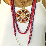 vintage pair trifari enamel pendant necklaces