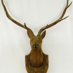 antique 19th century black forest folk art carved deer head mount