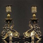 antique art nouveau bronze dragon candlesticks