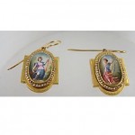 antique victorian 22kt viennese enamel painting earrings