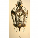 vintage petit italian chandelier with porcelain roses