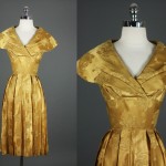 vintage 1950s silk brocade cocktail dress