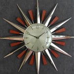vintage 1960s metamec teak and chrome sunburst clock