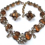 vintage christian dior rhinestone necklace and earrings