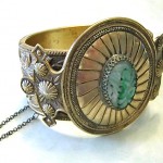 vintage edwardian art nouveau brass cuff bracelet