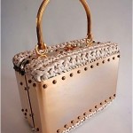 vintage italian brass and straw purse