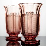vintage pair 1930s belgium luxcal glass vases