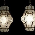 vintage pair italiam murano glass wire cage pendant lamps