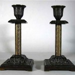 antique 1880s brass and bronze candlesticks