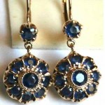antique art deco sapphire daisy earrings