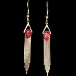 vintage 1920s red glass scarab earrings
