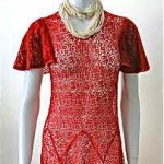 vintage 1930s red lace bias dress