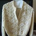 vintage 1940s lace trim cardigan sweater