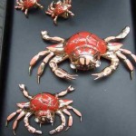 vintage 1940s nettie rosenstein sterling crabs dress clips and earrings set